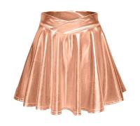 Falda plisada metálica brillante de cintura alta 2026 con un brillo brillante para una apariencia elegante y holgada, Oro Rosa, XS