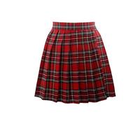 Falda plisada para mujer con pantalones cortos, cintura alta, patinadora, uniforme escolar, línea A, minifalda, Rojo_verde, Large