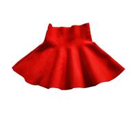 Falda Plisada para Niñas de Cintura Alta Casual Sólida sobre la Rodilla Una Línea Corte en Punto para Pequeñas (Red, 5-6 Years)