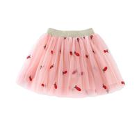 Falda Plissee Chica Falda Plisada Corta Tutú Bordado para Niños con Corazón Cereza Y Piña