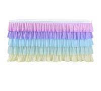 Falda Poliéster Capas de 5 Ondas Mesa de Fiesta | Decoración Cumpleaños y Boda, Ligera para Hogar, Cubierta de Mesa Camilla, para Eventos y Celebraciones