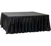 Falda portátil MyStage de 16 x 28 pulgadas, tela de satén negro con adhesivo de velcro para eventos, actuaciones y escenarios de bodas, tela de plataforma sin arrugas de alta calidad (negro)