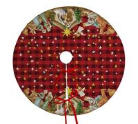 Falda Redonda para árbol de Navidad de 47 Pulgadas con Correas de Cuerda roja para Navidad, Fiestas navideñas y añadir Ambiente Festivo, Falda navideña