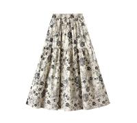 Falda sexy para mujer con estampado - Falda larga de cintura alta con flores chic elegante y drapeada ideal para el día a día, pieza básica y versátil, perfecta para la primavera y el verano para