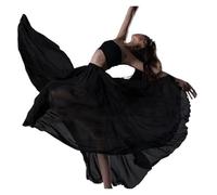 Falda Swing Grande Falda larga for mujer, vestido de danza del vientre, de gasa, for ballet, con gran movimiento, falda de 720 grados, disfraz de baile Para PráCtica De SalóN(Black 360 Degree,90cm)