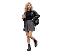 Falda Tableada para Mujeres con Shorts Interiores Faldas Skater Plisadas En Línea A para Uniformes Escolares Falda Skater Mini Casual Acampanada Elástica Básica Lisa para Mujer y Chica