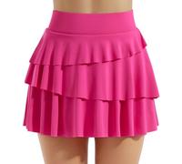 Falda Tenis para Mujer Yoga Falda Triple Plisada 2 en 1 Diseño Cómodo Elástico Faldas de Golf de Verano Entrenamiento con Pantalones Interiores,Rosa,M