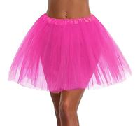 Falda Tul Mujer Carnaval Mujer Midi Saten Minifalda Nochevieja Retro 80s Disfraz Para Ballet Irregular Cortas Navidad Steampunk Para Carnaval Semana Santa Fiesta Halloween 2#rosa fuerte One Size