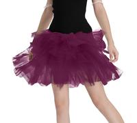 Falda Tul Mujer, Falda Medieval Mujer Cortas Irregular Minifalda Brillo Elástica Disfraz Para Ballet Brillante Talla Grande Retro 80s Plisada Para Carnaval Semana Santa Fiesta 2#púrpura oscuro L