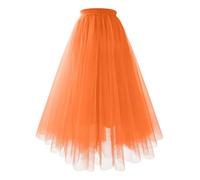 Falda Tul Mujer, Vestido Lentejuelas Mujer Cortas Irregular Minifalda Plisada Retro 80s Disfraz Para Ballet Bailarina Talla Grande Adulto Steampunk Para Carnaval Semana Santa Fiesta 2#azafrán L