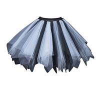 Falda Tutu Corta de Tul para Mujer - Disfraz Fiesta, Bodas, Ballet Adulto - Enaguas para Vestidos, Tutú Bailarina, Pollera, Minifalda - Blanco Negro