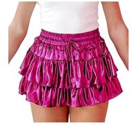 Falda tutú de carnaval para mujer, falda de malla con lentejuelas con purpurina y cintura elástica para fiestas, festivales, bailes, actuaciones de Halloween, rosso, L