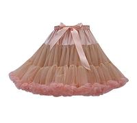 Falda Tutú Mujer Corta de Tul para Bodas, Fiestas y Disfraces - Ballet Adulto Enaguas para Vestidos Bailarina con Volantes - Pollera de Capas en Caqui y Rosa