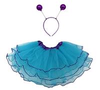 Falda Tutú Niña 30cm con Diadema, Accesorios para Fotografía, Disfraz Princesa Minnie Gato Unicornio Angel y Animales para Carnaval Halloween y Fiestas Temáticas, 2 pcs (Atena Azul)