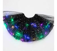 Falda tutú para niñas, falda tutú iluminada con LED, falda tutú de tul brillante, falda de baile LED de princesa, disfraz de baile de fiesta de Navidad, Negro , talla unica