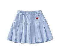 Falda vaquera 128 pantalones cortos para niños pequeños, niñas bebés, faldas para niñas, acampanadas, sencillas, plisadas, falda patinadora plisada, falda deportiva para niñas, azul, 5-6 años