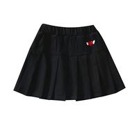 Falda vaquera 128 pantalones cortos para niños pequeños, niñas bebés, faldas para niñas, acampanadas, sencillas, plisadas, falda patinadora plisada, falda deportiva para niñas, Negro , 6-7 años