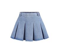 Falda Vaquera Elegante de Corte A para Chicas Adolescentes con Cremallera Lateral y diseño Plisado, Ropa Informal algodón, cómodo fácil Lavar, Ideal Fiesta, Verano Talla niñas/g