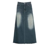 Falda Vaquera evasé Blanca Envejecida para Mujer-Azul-M