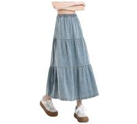 Falda Vaquera Larga Casual Para Mujer Con Cintura Y Verano Falda Verano Faldas de Mujer Falda de Tul Falda Boho Falda de Playa Falda Lápiz Largo Ropa Midi, Bu2., S