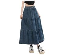 Falda Vaquera Larga Casual Para Mujer Con Cintura Y Verano Falda Verano Faldas de Mujer Falda de Tul Falda Boho Falda de Playa Falda Lápiz Largo Ropa Midi, BU1, L