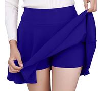 Falda vaquera para mujer, elástica, informal, estilo corto, media falda brillante, falda plisada, roja, con lunares negros, azul, M