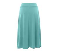 Falda vaquera para mujer, elástica, lisa, ligera, acampanada, midi para mujer, talla S, XXL, talla grande, color negro, verde menta, S
