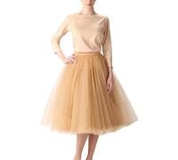 Falda vaquera para mujer, hasta la rodilla, falda plisada de alta calidad, falda de baile para mujeres y adultos con lentejuelas, Oro Rosa, talla única