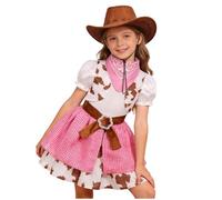 Falda vaquera para niña con flecos y bordados, estilo retro, perfecta para fiestas de disfraces, carnaval y fiesta occidental, atuendo vaquera, Rosa., 7-8 años