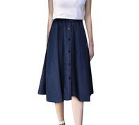 Falda vaquera plisada para mujer, talla grande, informal, cintura alta, línea A, con cintura elástica, para la escuela, diseño de pata de gallo, Bu2., 3XL