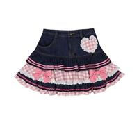 Falda Vaquera Texturizada con Pliegues Elegante para Dama, Verano Transpirable Ligera versátil Moda clásica Casual para Uso Diario hogar Oficina