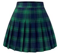 Falda versátil para mujer y niña, con pantalones cortos para clima frío, falda plisada elástica para colegiala, patinadora, tenis, básica, minifalda plisada, para niñas, falda plisada a cuadros, azul,