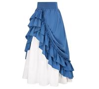 Falda victoriana para mujer, con volantes, falda medieval, para mujer, estilo vintage, dobladillo holgado, corte trapecio, elegante, renacentista, corte informal, fluido, elasticidad, para cosplay