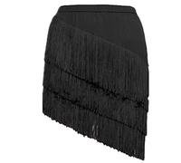 Faldas con flecos de baile para mujer, falda de salón de baile latino, salsa, tango, falda de Halloween, minifalda de fiesta, falda corta, vestido de baile, Negro, S-M