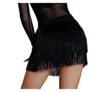 Faldas con Flecos for Mujer, Pantalones Cortos for Fiesta, Rave, Baile Latino, Salsa, Tango, Rumba, Ropa de salón, 1 Uds para Danza(Black,L)