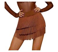 Faldas con Flecos for Mujer, Pantalones Cortos for Fiesta, Rave, Baile Latino, Salsa, Tango, Rumba, Ropa de salón, 1 Uds para Danza(Brown,M)