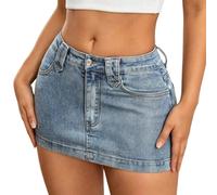 Faldas Cortas Cintura Alta de Mezclilla EláStica Falda Vaquera Corta para Mujer con Cintura Baja Mini Falda Ajustada Estilo Y2k con Pantalón Interior Integrado de Verano
