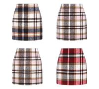 Faldas Cortas De Tubo De Cintura Alta A Cuadros para Mujer Mini Falda Negra Adelgazante Falda Lápiz De Lana A Cuadros para Otoño E Invierno de diseño clásico y Ajuste
