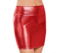 Faldas cortas y delgadas para mujer, cintura alta, aspecto húmedo, piel sintética, ajuste apretado, falda corta para abrazar la cadera, adecuada para uso diario y club nocturno (rojo)