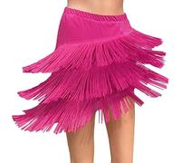 Faldas de baile con flecos para mujer, falda de baile latino, salsa, tango, Halloween, rave, minifalda, falda corta, vestido de baile, Rosa Rojo, S-M