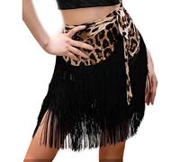 Faldas de baile para mujer, vestido de baile latino, falda de baile de tango, delantal con borla, M/XL