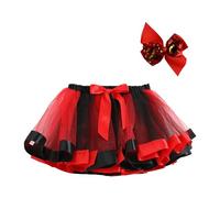 Faldas de ballet para niños, niñas, vacaciones, fiestas, tul, danza, faldas, juego de diadema, rojo, 2-4 años