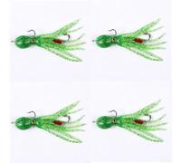 Faldas de calamar de 21 g, 110 mm, cebo suave para aparejos de pesca en agua salada, señuelo artificial diseñado para peces depredadores, incluyendo lubina y (verde, 4 piezas)