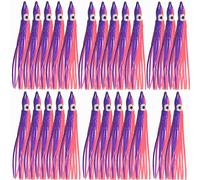 Faldas de calamar de pesca, señuelos de pulpo, señuelos de plástico suave (3.5-25 unidades, morado y rosa)