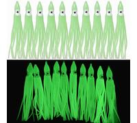 Faldas de calamar para pesca, señuelos de pulpo, señuelos de plástico suave (2.75-25 unidades, verde (Luminoso))