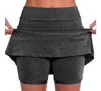 Faldas de golf para mujer, pantalones cortos de talla extragrande para mujer, faldas con bolsillos, control de abdomen, falda para yoga, correr, atletismo, tenis (gris oscuro, talla 3XL)
