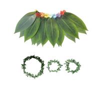 Faldas de hierba hawaiana para mujer, pulseras y de hojas tropicales, accesorios realistas transpirables | vacaciones, accesorios de fotos, graduación, festival de verano, complejo, disfraz