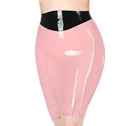 Faldas De Látex Con Ribete En La Parte Superior. Cremallera Corta En La Espalda. Fondos De Goma,Verde Manzana Con Negro,L