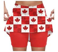 Faldas de mujer Faldas de tenis del Día de Canadá para mujer 2025 Hoja de arce plisada Faldas deportivas de línea A Cintura alta 1 de julio Mini Skorts, Color rojo., S