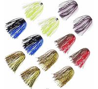 Faldas de silicona para señuelos de pesca, 12 paquetes de 50 hebras, kit de repuesto para cebos giratorios, anzuelos de pesca de lubina, accesorios de cebo